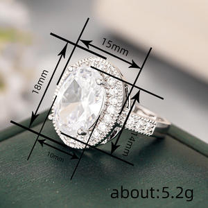 Elegante Anello da Cocktail da Donna con Granato Ovale Naturale e Incastonatura a Pavé, Gioiello di Moda per Fidanzamento A033 - Product Image 4