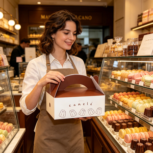 Boîtes à gâteaux personnalisées de haute qualité, écologiques, en matériaux recyclés, emballage en papier, impression de logo, cupcakes, macarons, desserts - Product Image 1