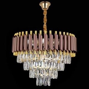 Đèn chùm pha lê hiện đại sang trọng mạ vàng, kiểu dáng tròn mới, kích thước trung bình, dùng trang trí nhà ở & khách sạn - Product Image 3