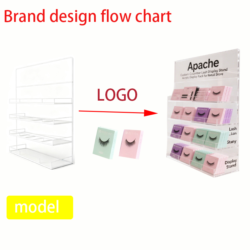 Apache Custom Counter Transparent Acrylic Lash Display Rack for Cosmetic Boutiques, Beauty Salons and Retail Store POS Zones — view 3