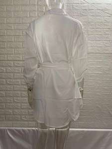 Vestido de Oficina Sexy para Mujer, Estilo Europeo Americano, con Botones, Cuello Camisero, Manga Larga, Elegante, con Cinturón en la Cintura - Product Image 6