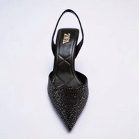 Zapatos de Tacón Alto con Tira Trasera de Cristal para Mujer, Tacones Finos para Boda con Pedrería, Tendencia de Moda, Zapatos Formales de Tacón Alto para Mujer