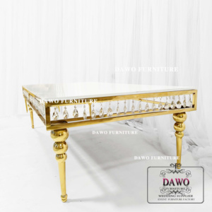 New Design Gold Stainless Steel Crystal Decoration Rectangular Wedding <strong>Birthday</strong> <strong>Tables</strong> for Decorative Party Used - Product Image 3