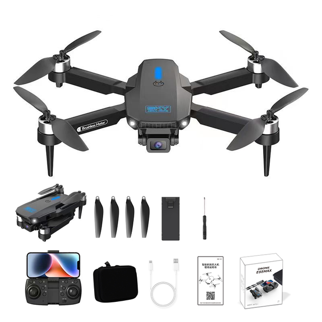 Professional E88 Max Foldable HD 4K WiFi FPV Drone Dual Camera Optical Flow Brushless Motor Quadcopter Toy Remote Batteries