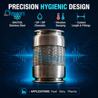 Tuyau flexible sanitaire de 4 pouces en acier inoxydable 316SS 304SS, simple tressage, extrémités à raccord Tri-Clamp, qualité alimentaire, pour l'industrie laitière et brasserieuse