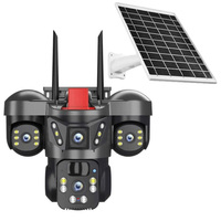 Caméra de surveillance solaire à trois écrans, batterie 8000 mAh, panneau solaire 8W, vision nocturne couleur, détection humanoïde CMOS Cloud pour la maison
