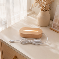 Lampe de nuit intelligente LED en acrylique avec motif imprimé UV personnalisé, base en bois minimaliste, lampe USB, ensemble cadeau DIY pour enfants, lumière chaude à intensité variable