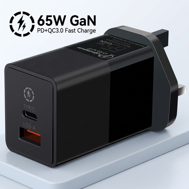 65watt Portable Uk Wall Plug Fast Charging 65 w Dual Port Type c Usb Pd Qc3.0 Pps Gan Phone Charger 65w for apple iphone samsung