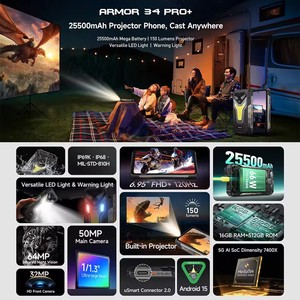 Smartphone robuste avec projecteur Ulefone Armor 34 Pro Plus 5G, 16 Go + 512 Go, 25500 mAh, 64 MP, vision nocturne, 6,95 pouces, 120 Hz, NFC, Android 15 - Product Image 5