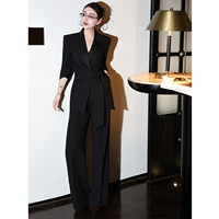 Ensemble pantalon de costume professionnel pour femme, automne 2026, coupe classique, à lacets, uni, respirant, taille cintrée, élégant et polyvalent