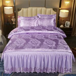 Jacquard Set di biancheria da letto quattro pezzi copripiumino in raso europeo copripiumino letto <span class=keywords><strong>matrimoniale</strong></span> Set biancheria da letto in <span class=keywords><strong>seta</strong></span> di ghiaccio all'ingrosso - Product Image 4