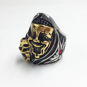 Anillos de Acero Inoxidable con Doble Calavera Vintage, Chapado en Oro PVD de 18K, para Hombre, Estilo Gótico y Motero, Venta al Por Mayor - Product Image 4