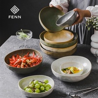 Bol à fruits en céramique japonaise FENN, bol à salade pour la maison, bol à dessert irrégulier en céramique pour restaurant, vaisselle