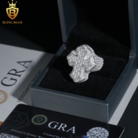 Bague pour homme style Hip Hop, entièrement sertie de diamants colorés en moissanite, en argent 925, motif croix