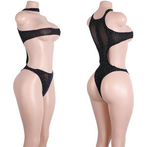 Bodysuit Rhinestone Detaylı Tanga Tasarımlı Striptiz Kulüp Kıyafeti File Dans Kostümü Egzotik Gece Yaşamı Performansları Büyük Beden Kulüp Kıyafeti - Product Image 1