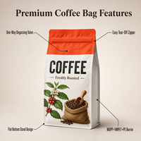 Sacs d'emballage alimentaire personnalisés en aluminium imprimé avec fermeture éclair et valve pour grains de café – Le meilleur sac à café en plastique, sac Mylar