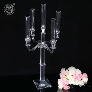 Mh-zt245 Wedding Centerpiece Tall Glass Tubes Candle Holder Clear Transparent Crystal Candelabra