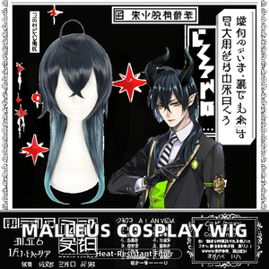 Perruque de cosplay anime synthétique de haute qualité, 50 cm de long, droite, bleu foncé et vert, torsadée, Malleus Light Brown, densité 100% - Product Image 2