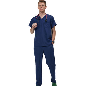 Pakaian Medis Pria V-Neck Lembut Cepat Kering Set Scrub Perawat Laboratorium Gigi Poliester Spandex Jumpsuit Scrub - Product Image 5