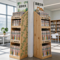Étagère de présentation au sol en carton à 4 niveaux pour livres d'images et livres d'histoires pour enfants, idéale pour les librairies éphémères