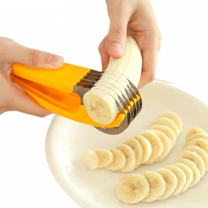 Accessoires de cuisine : Trancheuse à bananes, fruits, légumes et saucisses en acier inoxydable – Outil de découpe de bananes pour salades et coupes glacées – Ustensiles de cuisine - Product Image 1