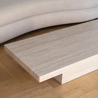 Table basse rectangulaire moderne en travertin Cammy Stone avec plateau en marbre, style industriel, pour salon, hôtel, appartement, villa