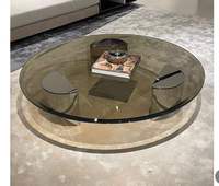 Table basse flottante de style italien, luxe léger, appartements modernes de petite taille, design durable en verre trempé pour le salon