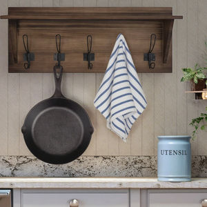 Perchero <span class=keywords><strong>de</strong></span> pared <span class=keywords><strong>de</strong></span> madera maciza marrón rústico barato con estante 5 ganchos percha correa <span class=keywords><strong>de</strong></span> perro <span class=keywords><strong>para</strong></span> cocina entrada <span class=keywords><strong>Baño</strong></span> - Product Image 2