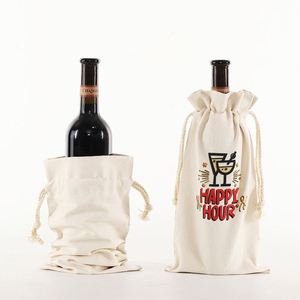 Sac fourre-tout en toile de coton blanc, grand format, pliable et réutilisable, avec logo, pour bouteille de vin rouge - Product Image 5