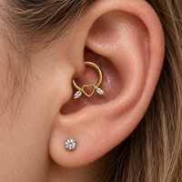 Anneaux de septum en titane G23 avec zircone cubique, anneaux de nez clicker articulés or et argent, bijoux de piercing pour Daith, Helix et cartilage, vente en gros, mode