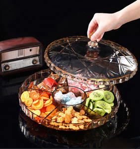 Clear Acrylic Snack <strong>Tray</strong> with Lid <strong>Candy</strong> Nut Dry Fruit Plate - Product Image 3