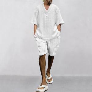 RUIQUWIN OEM T-shirt à manches courtes décontracté de luxe de haute qualité, short et col en V pour hommes, ensemble de survêtement d'été - Product Image 2