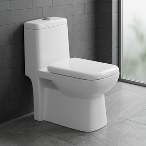 WC monobloc en céramique Aqua Cubic, cuvette de toilette standard blanche, avec réservoir encastré - Product Image 2