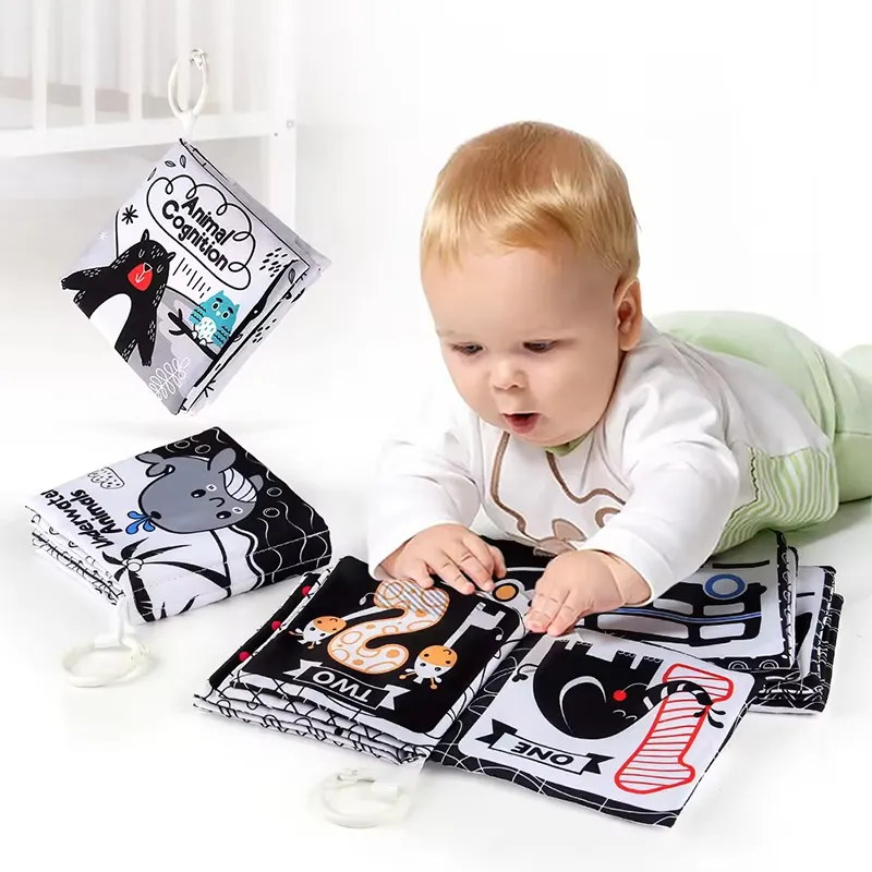Educational Learning Baby Cloth Book Toys Baby High Contrast Book Black And White Soft Cloth Book Sensory Toy for Toddlers
