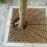 Grilles d'arbre carrées rondes en acier Corten Grille de puits Grille de plaza Grille en acier Cortel Grille de puits d'arbre en fonte