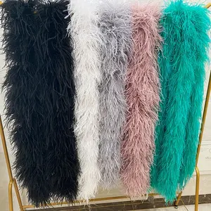 High Popular Factory Supplier Fashion Curly Ostrich Feather 6ply Dyed Feather Boa Ostrich Feathers Boas For Costume