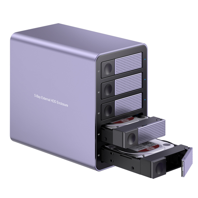Factory Wholesale 5 Bay HDD Docking Station 3.5'' Hard Drive Enclosure with USB C Port HDD Caddy For Laptop