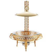 Ensemble de chauffe-plats en métal en forme d'œuf en acier inoxydable de qualité supérieure chauffe-plats en verre avec finition dorée pour plat de cuisson