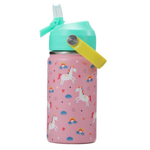 Botella de agua de acero inoxidable para niños de 12 oz, aislada al vacío, con pajita y cepillo, para la escuela, viajes, regalo. - Product Image 2