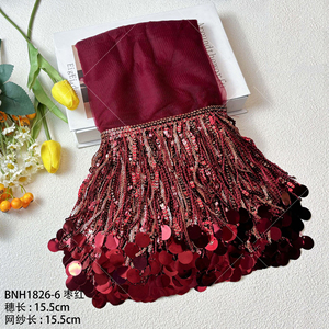 Nouvelle idée 2025, dentelle à sequins de 15 cm, franges en maille multicolores, robe de mariée sexy, dentelle décorative à franges - Product Image 4