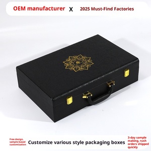 Biểu tượng tùy chỉnh sang trọng màu tím đất sét ấm trà cà phê đen PU hộp da với phong cách thời trang UV vết sưng dập Cặp Hộp Quà Tặng - Product Image 1