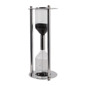 Clessidra Cilindrica in Metallo e Vetro, Decorazione d'Arredo per Bagno, Ufficio, Soggiorno, Esposizione su Scaffale - Product Image 5