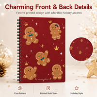 Cuaderno Espiral de Tapa Dura con Diseño de Galleta de Jengibre Navideña, Premium, al por Mayor, A5, Páginas Rayadas, Encuadernación de Doble Espiral, Regalo Navideño y Diario