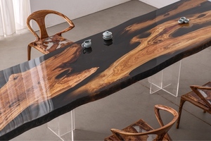 Mesa <span class=keywords><strong>de</strong></span> Madera <span class=keywords><strong>de</strong></span> <span class=keywords><strong>Olivo</strong></span> Natural con Borde Vivo y Resina Epoxi Negra 2026 - Mesa Grande <span class=keywords><strong>de</strong></span> Madera para Comedor y Conferencias - Product Image 3