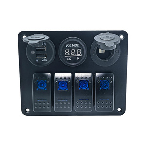 Rocker chuyển đổi bảng điều khiển chuyển đổi Dash 5 pin on/off pre-có dây Rocker chuyển đổi màu xanh Backlit chuyển đổi cho ô tô xe Marine thuyền RV - Product Image 2