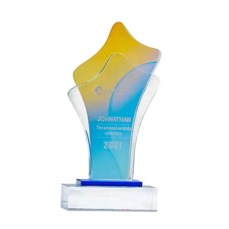 Trofeo de cristal con forma de estrella, recuerdo de premios, promoción, color púrpura