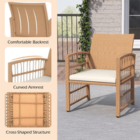 Modernes Rattan-Sofa mit Kissen, Garten-Loungeset aus Korbgeflecht, Outdoor-Möbelset mit 2 Sesseln