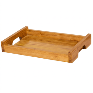 Bandeja de Servir de Madera Hecha a Mano con Bordes Elevados y Asas Laterales, Bandeja Rectangular para Desayuno y Comida para Mesa de Comedor, Cocina - Product Image 1