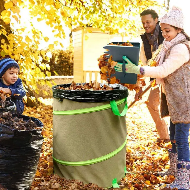 Cubos de basura plegables de 47 Gal, papelera de reciclaje de tela de pie para acabado de jardín, bote de basura plegable