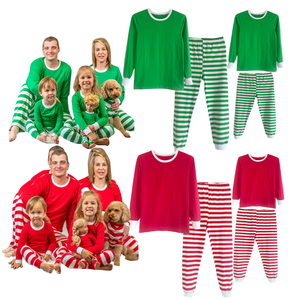 Pigiami Natalizi 2025 in Cotone e Spandex, Set Famiglia a Righe Rosa e Verdi per Ragazze, Ragazzi, Bambini e Neonati, 2 Pezzi, Coordinati Mamma e Papà - Product Image 4